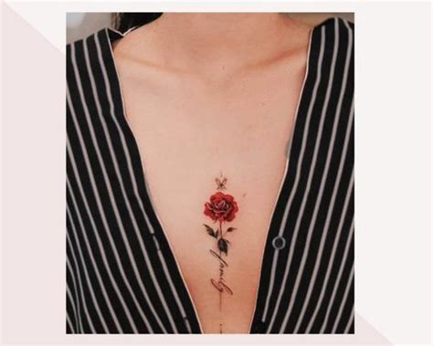 between boob tattoo ideas|15 Simple Between Breast Tattoos Ideas。